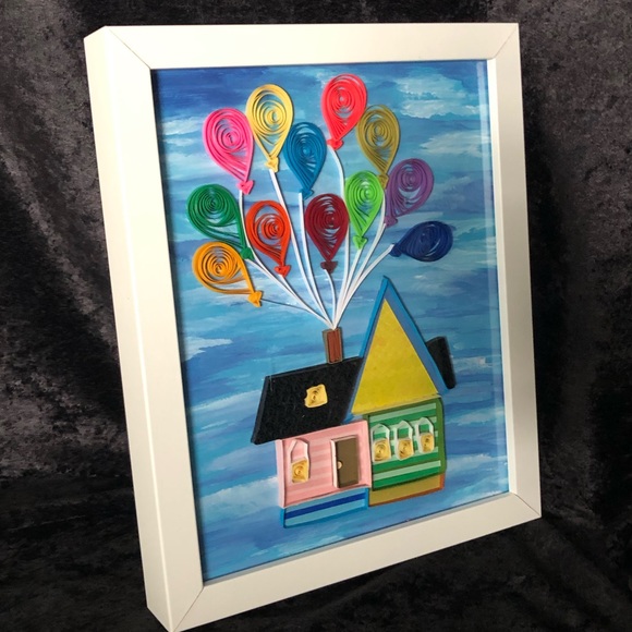 Hand quilled “UP” House paper art framed 9 x 11 Disney - Picture 2 of 15